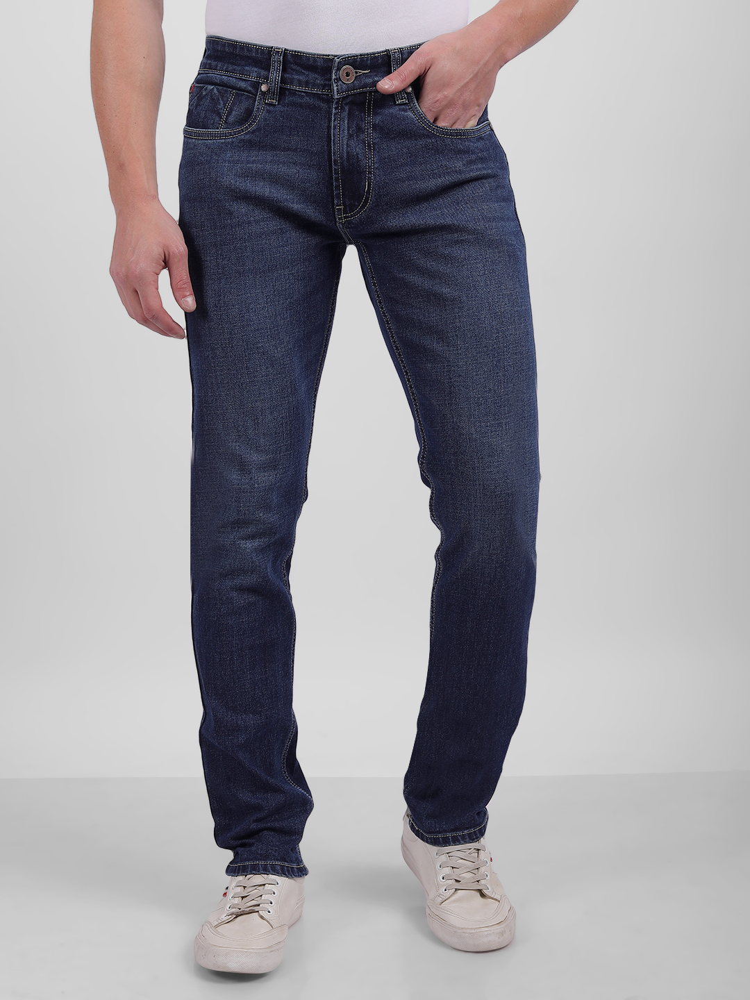 Numero Uno Men Faded Dark Blue Jeans
